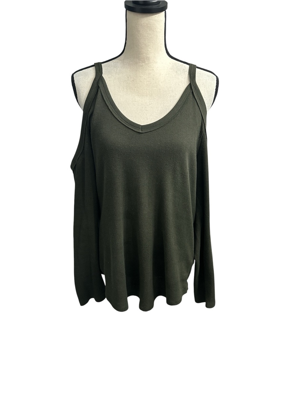 Z Supply Olive Green Ribbed Cold-Shoulder
